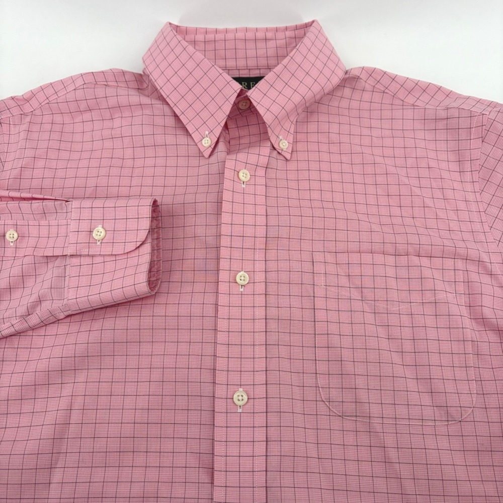 Lauren Ralph Lauren Mens Pink Grid Check Non Iron Classic Fit Shirt‎ 16.5 34/35